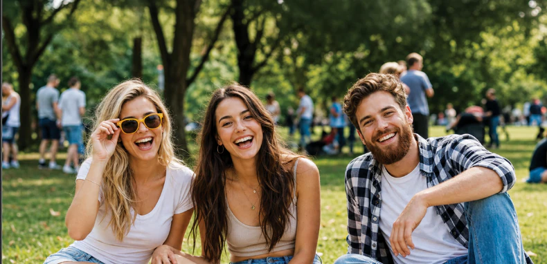 AI-generated image of friends enjoying time together outdoors